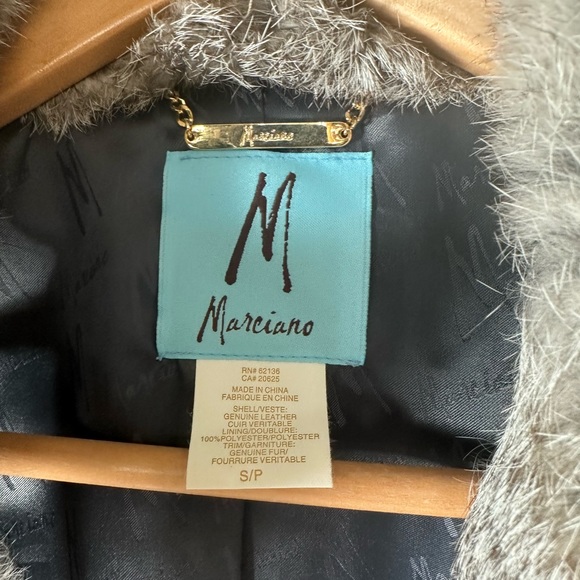 Marciano Leather Jacket with Rabbit Fur Collar - S/P - Picture 9 of 13